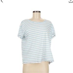 Vineyard Vines White and Light Blue Striped Short Sleeve Tee